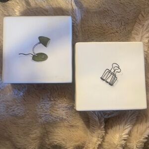 Set of Two Rae Dunn Office Paperweights Lamp/Clip